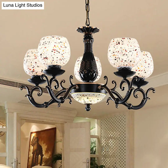 Mediterranean Arched Stained Glass Pendant Chandelier 4/6/9 Lights Black Ceiling Light 6 /