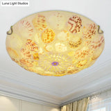 Mediterranean Beige Shell Ceiling Light - Natural Flush Mount Fixture For Bedroom