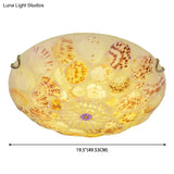 Mediterranean Beige Shell Ceiling Light - Natural Flush Mount Fixture For Bedroom