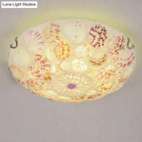 Mediterranean Beige Shell Ceiling Light - Natural Flush Mount Fixture For Bedroom