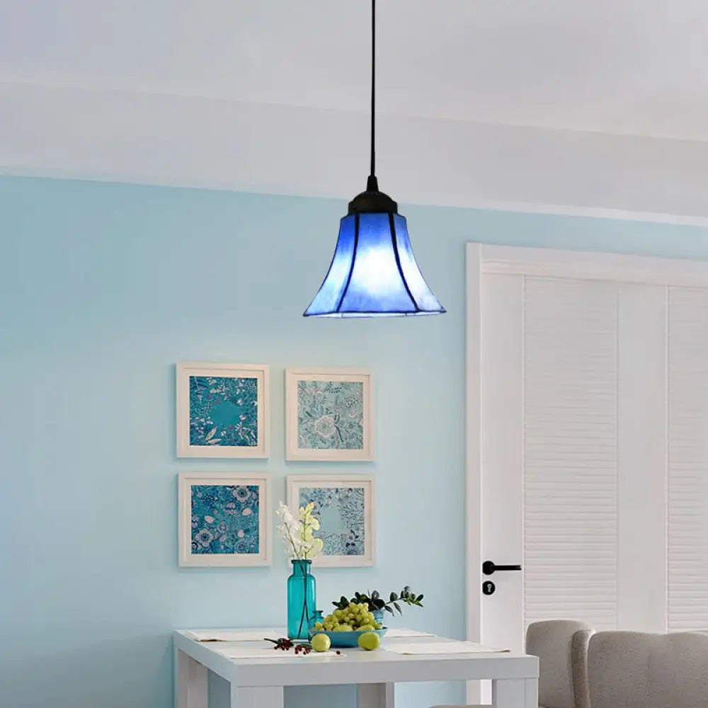 Mediterranean Blue Glass Mini Pendant Light For Dining Room - Stylish Suspension Lighting