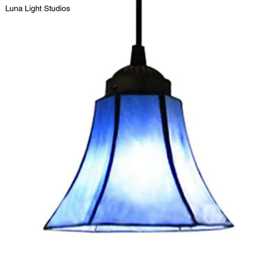 Mediterranean Blue Glass Mini Pendant Light - Stylish Suspension Lighting For Dining Room