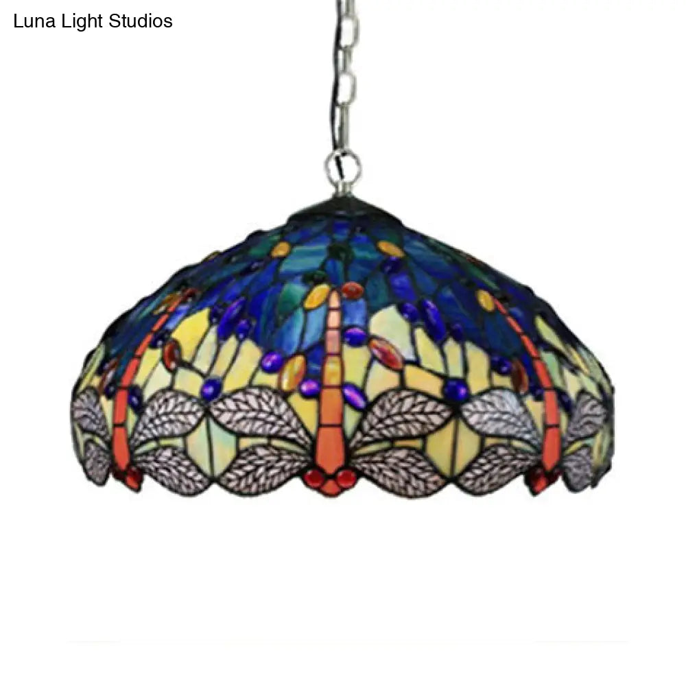 Blue Mediterranean Pendant Light With Handcrafted Art Glass Shade - Perfect Bedroom Ceiling Lighting