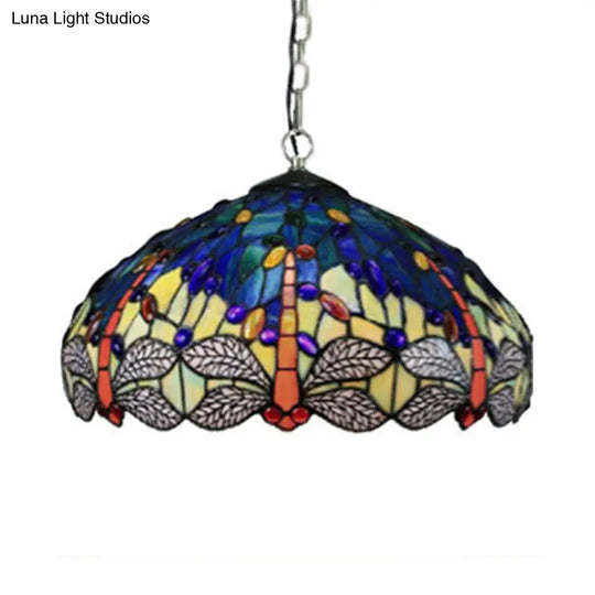 Blue Mediterranean Pendant Light With Handcrafted Art Glass Shade - Perfect Bedroom Ceiling Lighting