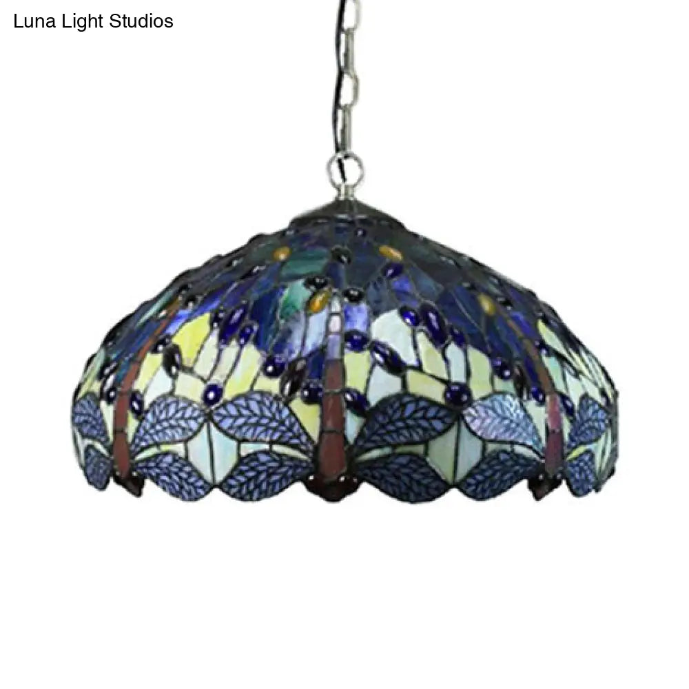 Blue Mediterranean Pendant Light With Handcrafted Art Glass Shade - Perfect Bedroom Ceiling Lighting