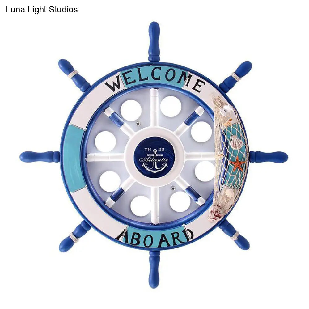 Mediterranean Led Pirate Ship Rudder Ceiling Lamp For Kids’ Bedroom