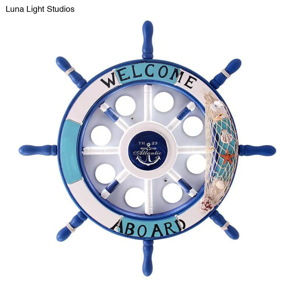 Mediterranean Led Pirate Ship Rudder Ceiling Lamp For Kids Bedroom