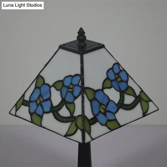 Mediterranean Red/Yellow/Blue Cut Glass Flower Nightstand Lamp - Stylish Bedroom Table Light