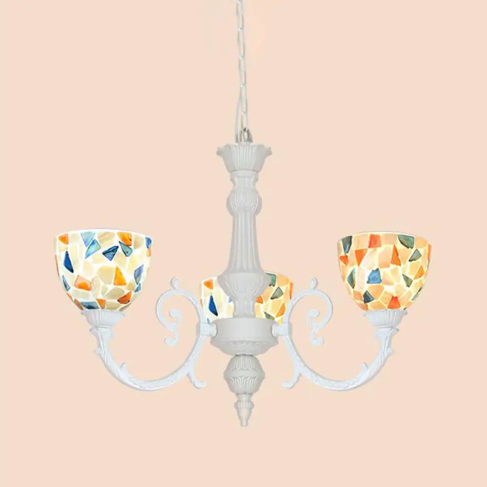 Mediterranean Shell Chandelier - White Mosaic With 3/5/8 Lights For Living Room Ceiling 3 /