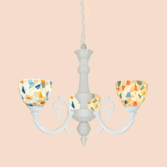 Mediterranean Shell Chandelier - White Mosaic With 3/5/8 Lights For Living Room Ceiling 3 /