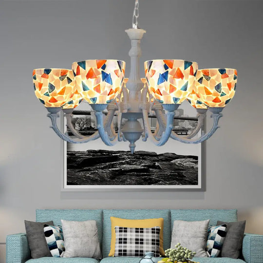 Mediterranean Shell Chandelier - White Mosaic With 3/5/8 Lights For Living Room Ceiling 8 /