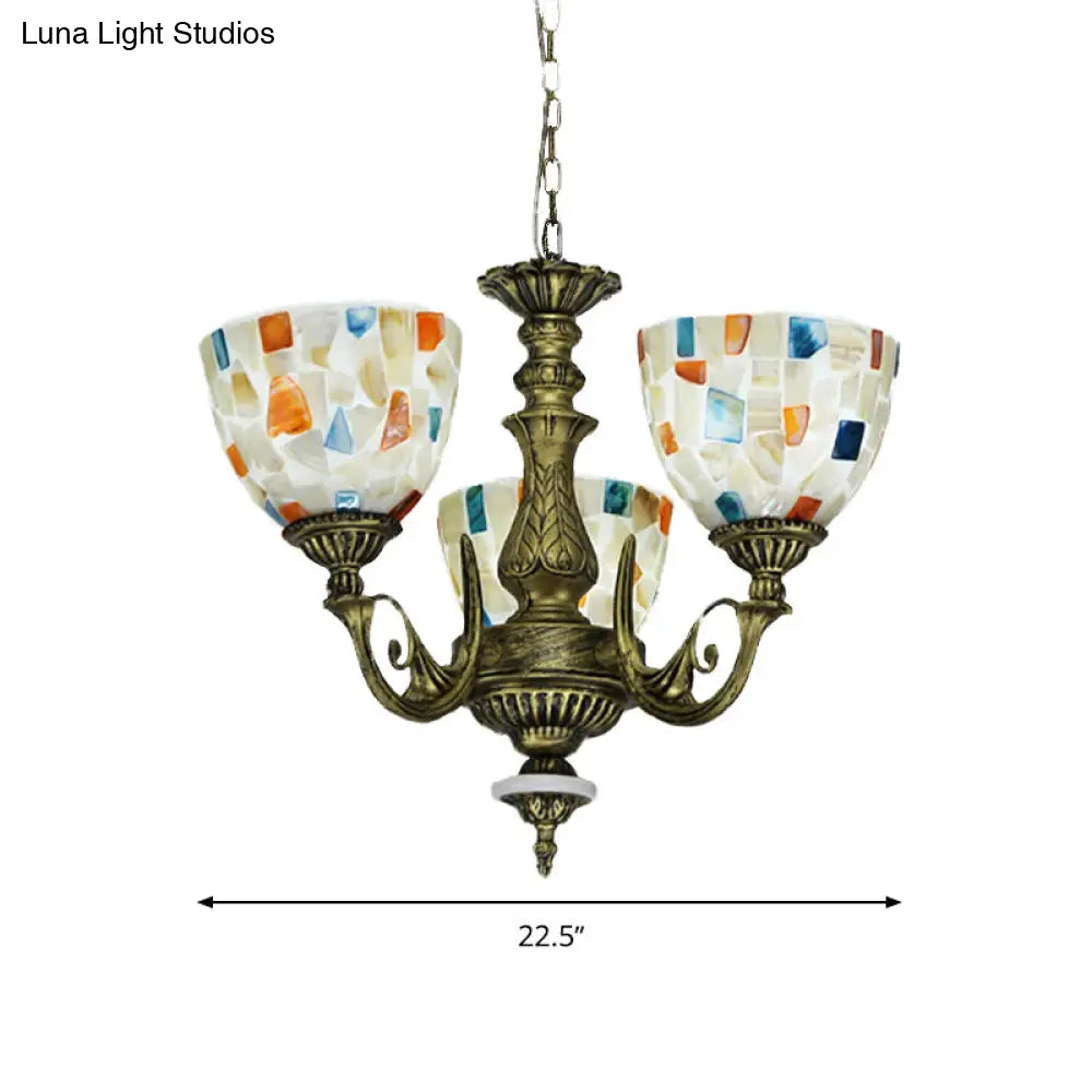 White Shell Mosaic Pendant Chandelier With 5/9/11 Lights - Mediterranean Style Ceiling Lighting