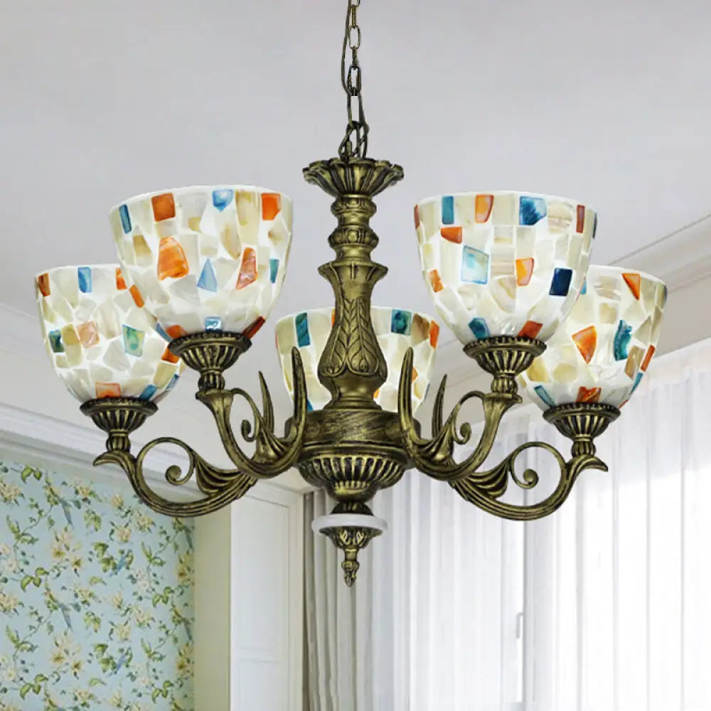 Mediterranean Shell Mosaic Pendant Chandelier - White With 5/9/11 Lights 5 /