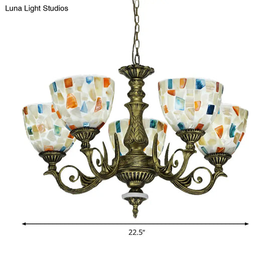 Mediterranean Shell Mosaic Pendant Chandelier - White With 5/9/11 Lights