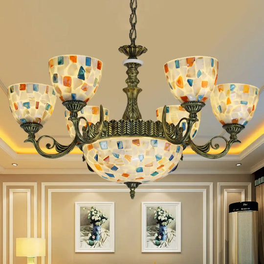 Mediterranean Shell Mosaic Pendant Chandelier - White With 5/9/11 Lights 9 /