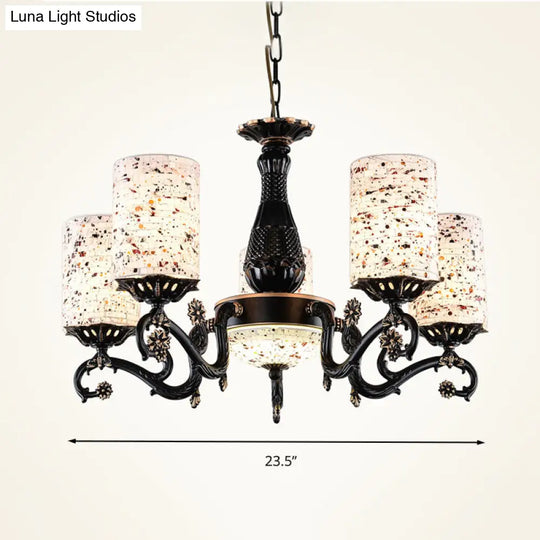 Mediterranean Stained Glass Chandelier With 4/6/9 Hanging Lights