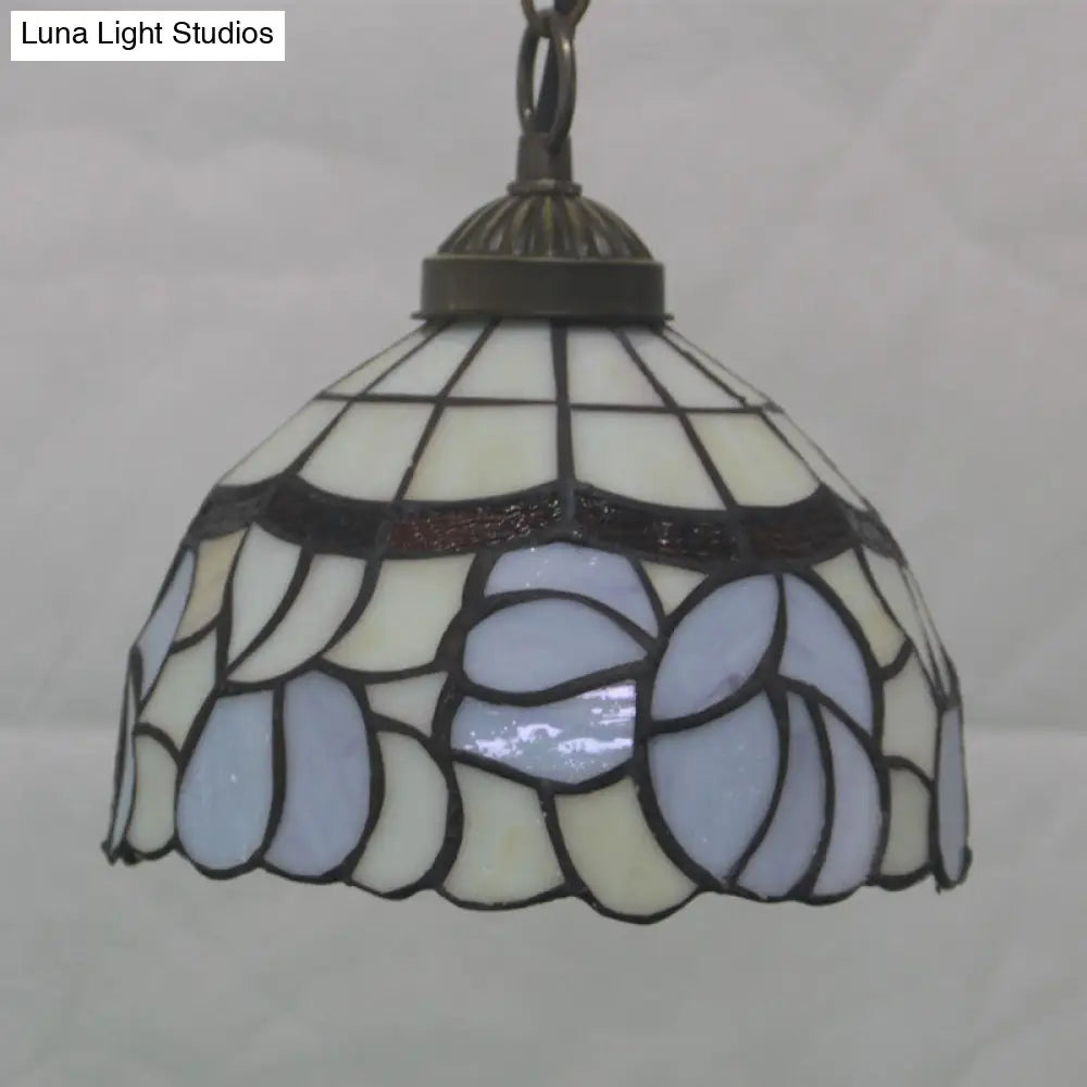 Mediterranean White Cut Glass Drop Pendant Light For Dining Room