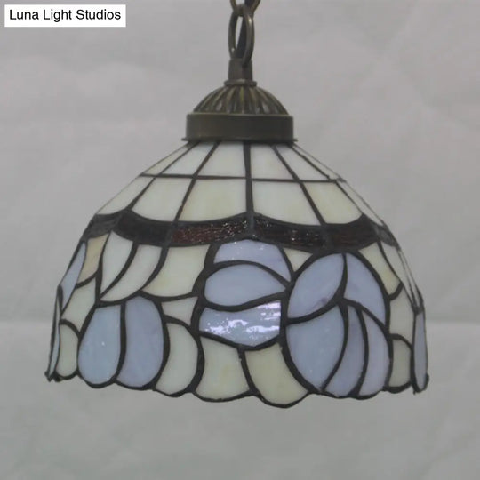 Mediterranean White Cut Glass Drop Pendant Light For Dining Room