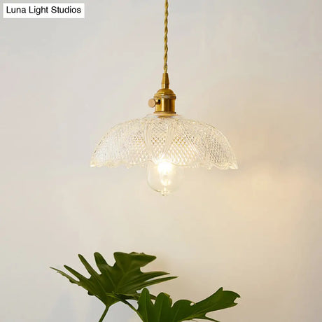 Menkent - Vintage Shaded Pendant Light: 1-Light Clear Glass Hanging Fixture For