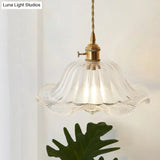 Menkent - Vintage Shaded Pendant Light: 1-Light Clear Glass Hanging Fixture For