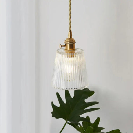 Menkent - Vintage Shaded Pendant Light: 1-Light Clear Glass Hanging Fixture For / B
