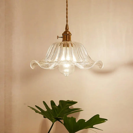 Menkent - Vintage Shaded Pendant Light: 1-Light Clear Glass Hanging Fixture For / H