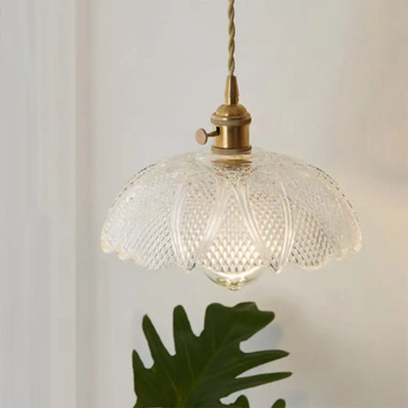 Menkent - Vintage Shaded Pendant Light: 1-Light Clear Glass Hanging Fixture For / J