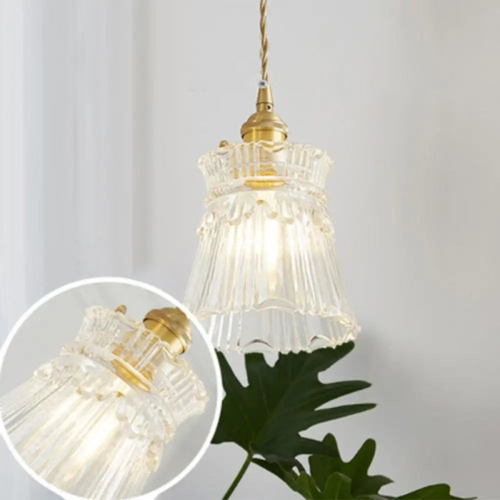 Menkent - Vintage Shaded Pendant Light: 1-Light Clear Glass Hanging Fixture For / L