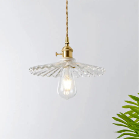 Menkent - Vintage Shaded Pendant Light: 1-Light Clear Glass Hanging Fixture For / Q