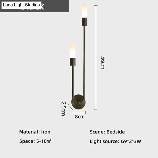 Meral - Modern Minimalist Bedside Led Wall Lamp Black / Warm White (2700-3500K)