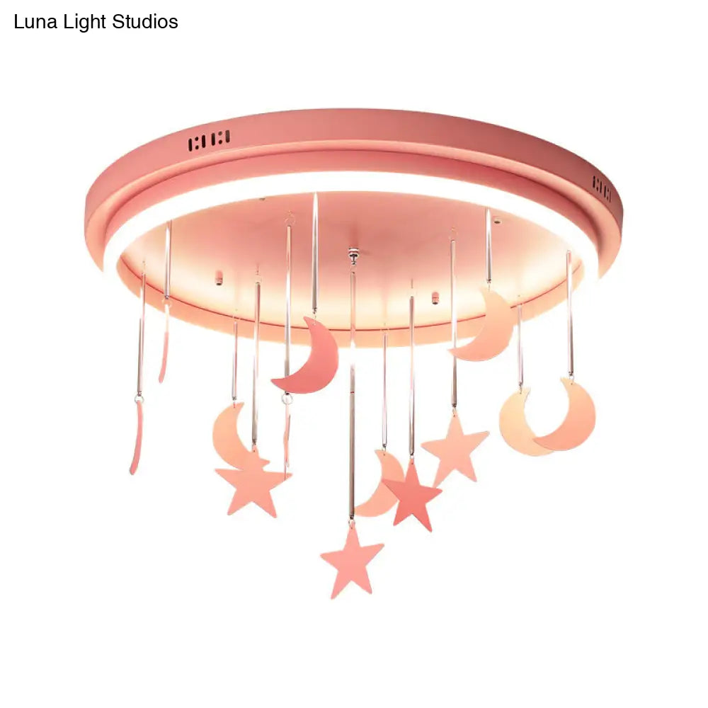 Mermaid And Star Acrylic Led Flush Chandelier For Kids Rooms Pink/Blue 18/21.5 Width