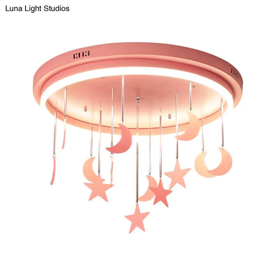 Mermaid And Star Acrylic Led Flush Chandelier For Kids Rooms Pink/Blue 18/21.5 Width