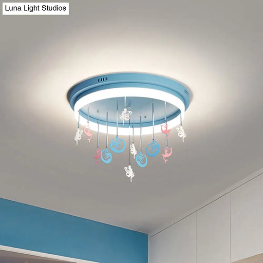 Mermaid And Star Acrylic Led Flush Chandelier For Kids Rooms Pink/Blue 18/21.5 Width