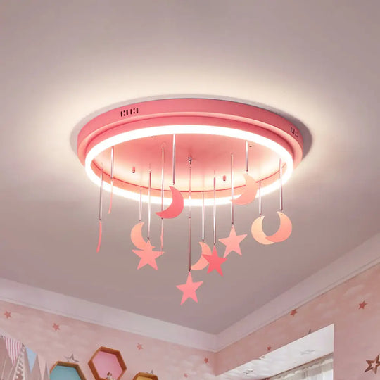 Mermaid And Star Acrylic Led Flush Chandelier For Kids’ Rooms Pink/Blue 18’/21.5’ Width Pink / 18’