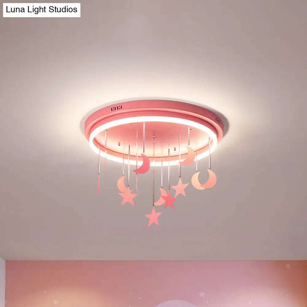 Mermaid And Star Acrylic Led Flush Chandelier For Kids Rooms Pink/Blue 18/21.5 Width