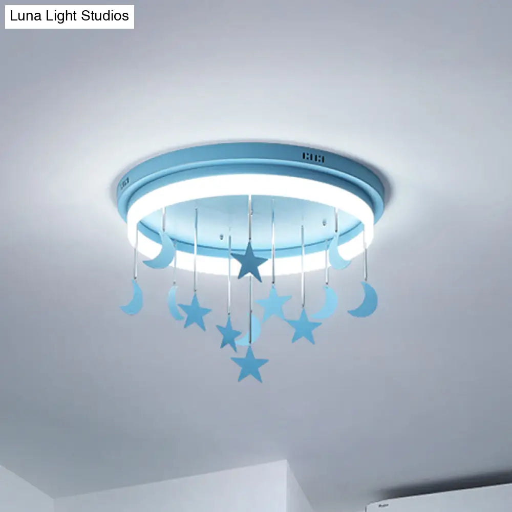 Mermaid And Star Acrylic Led Flush Chandelier For Kids Rooms Pink/Blue 18/21.5 Width Blue / 18