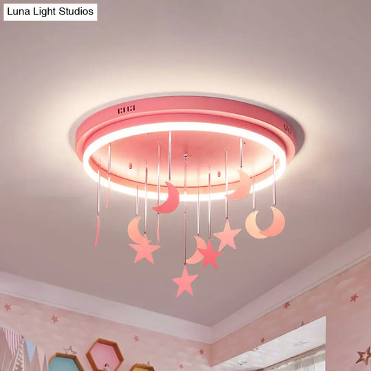 Mermaid And Star Acrylic Led Flush Chandelier For Kids Rooms Pink/Blue 18/21.5 Width Pink / 18