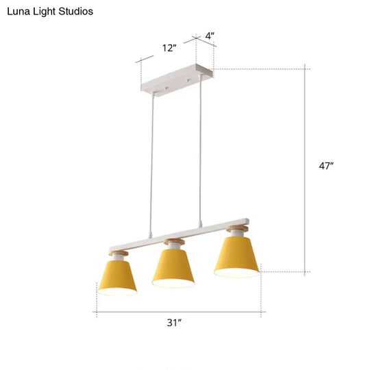 Metal 3-Light Island Pendant For Dining Room: Trifle Cup Design With Macaron Colors