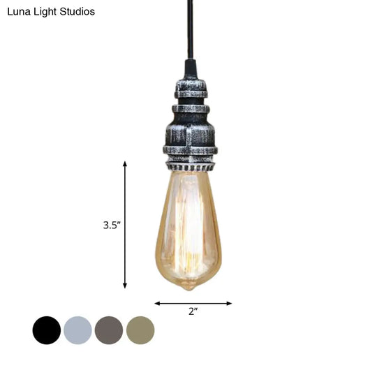 Metal Adjustable Hanging Lamp With Open Bulb - Industrial Stylish Ceiling Fixture (Black/Silver)