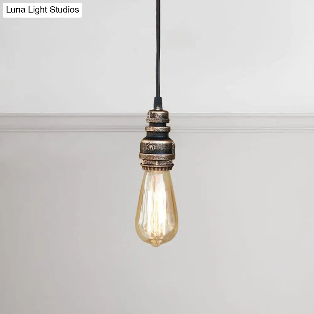 Metal Adjustable Hanging Lamp With Open Bulb - Industrial Stylish Ceiling Fixture (Black/Silver)