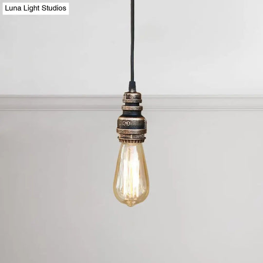 Metal Adjustable Hanging Lamp With Open Bulb - Industrial Stylish Ceiling Fixture (Black/Silver)