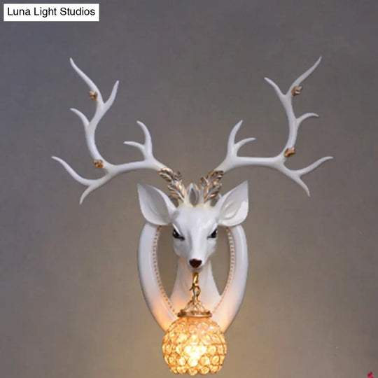 Metal And Crystal Deer Sconce Light With Traditional Design - Dome Wall Fixture