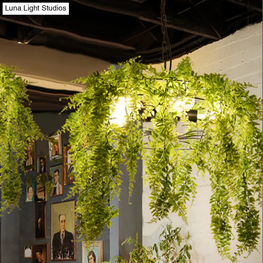 Metal Black Chandelier With Wire Guard - Industrial Pendant Light For Restaurants