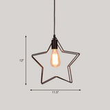 Metal Black Geometric Cage Pendant Light - Industrial Style Ceiling Lamp / Star