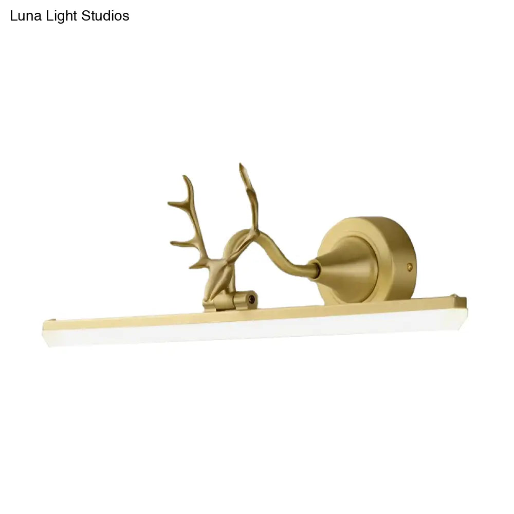 Metal Black/Gold Led Vanity Sconce Light With Antler Arm - Modern Wall Lamp Fixture