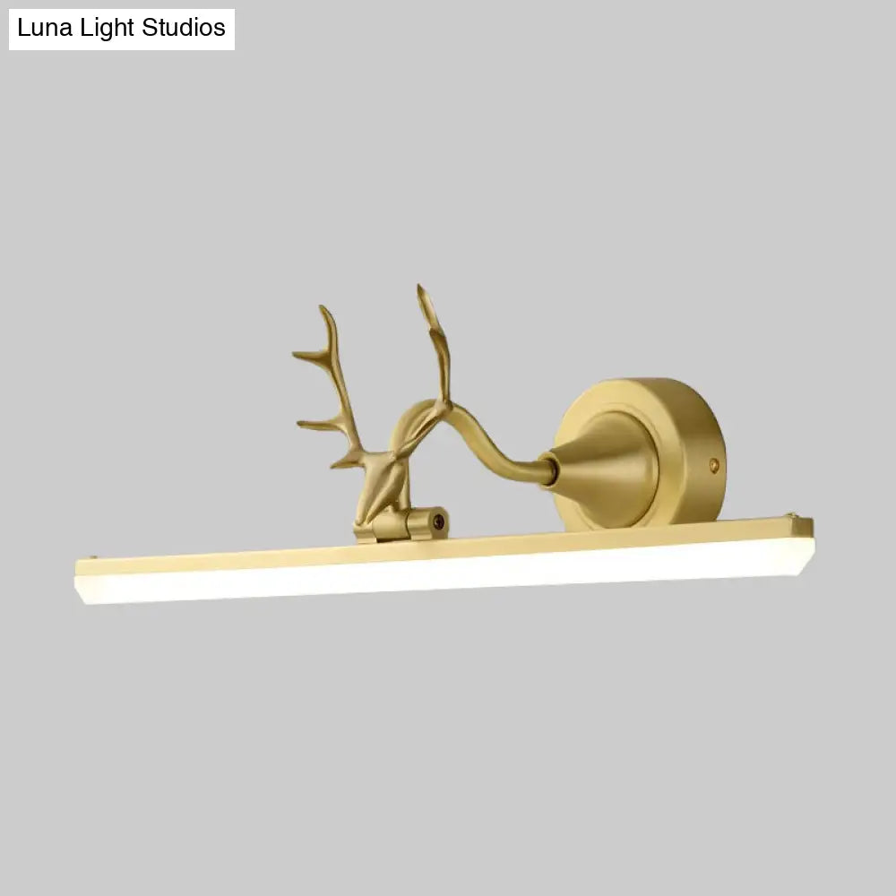 Metal Black/Gold Led Vanity Sconce Light With Antler Arm - Modern Wall Lamp Fixture