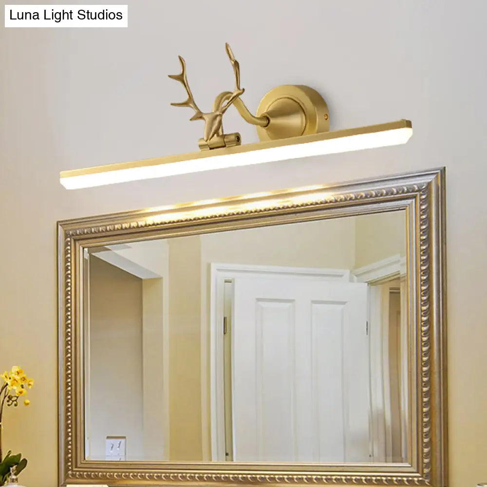 Metal Black/Gold Led Vanity Sconce Light With Antler Arm - Modern Wall Lamp Fixture