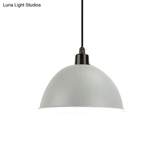 Metal Black/Gray Suspension Pendant Light 1-Bulb Industrial Dome Shade For Dining Room 12’/14’ W