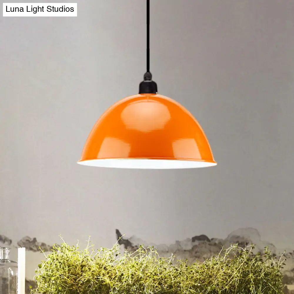 Industrial Style Metal Suspension Lamp With Dome Shade - Black/Gray 1 Bulb Pendant Light For Dining