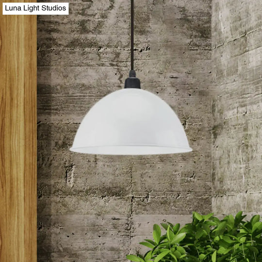 Metal Black/Gray Suspension Pendant Light 1-Bulb Industrial Dome Shade For Dining Room 12’/14’ W